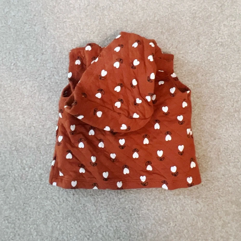 Carter’s Baby Girl Orange zip up hooded vest with hearts